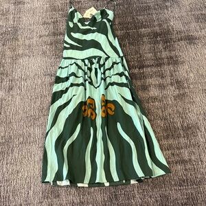Johanna Ortiz Green and Black Patterned Dress
